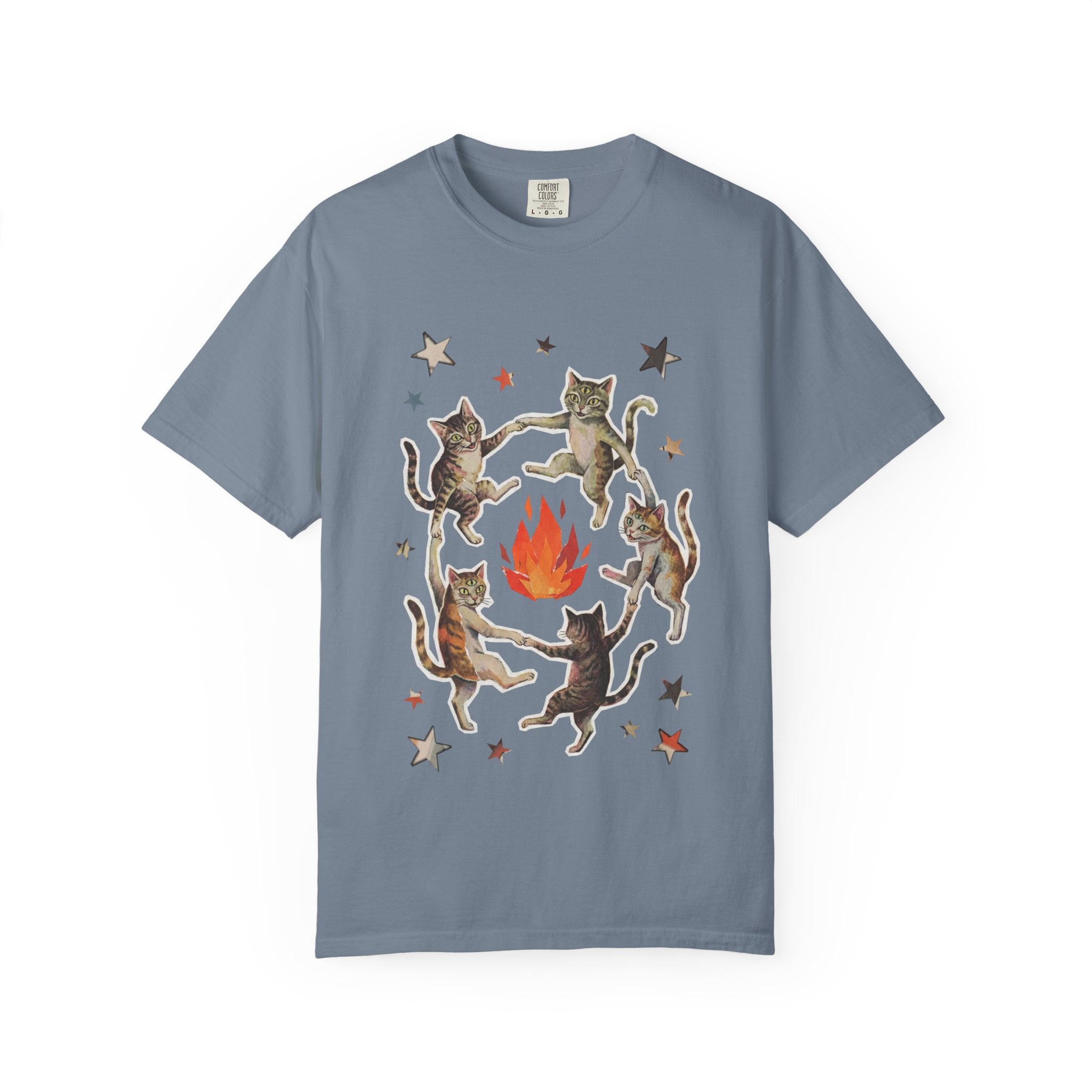 Witchy Ritual Paper Cut Out Cat Comfort Color Tee