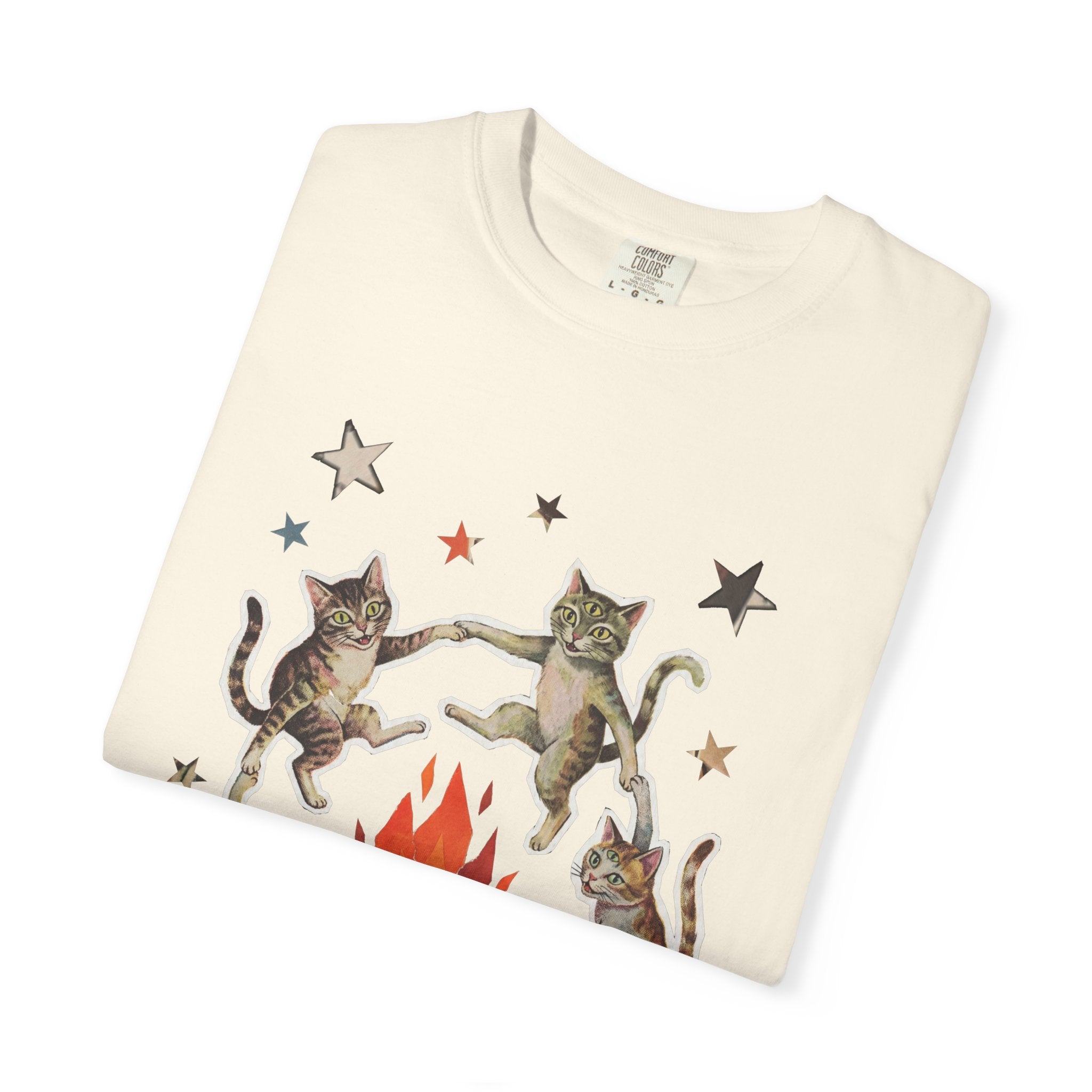 Witchy Ritual Paper Cut Out Cat Comfort Color Tee