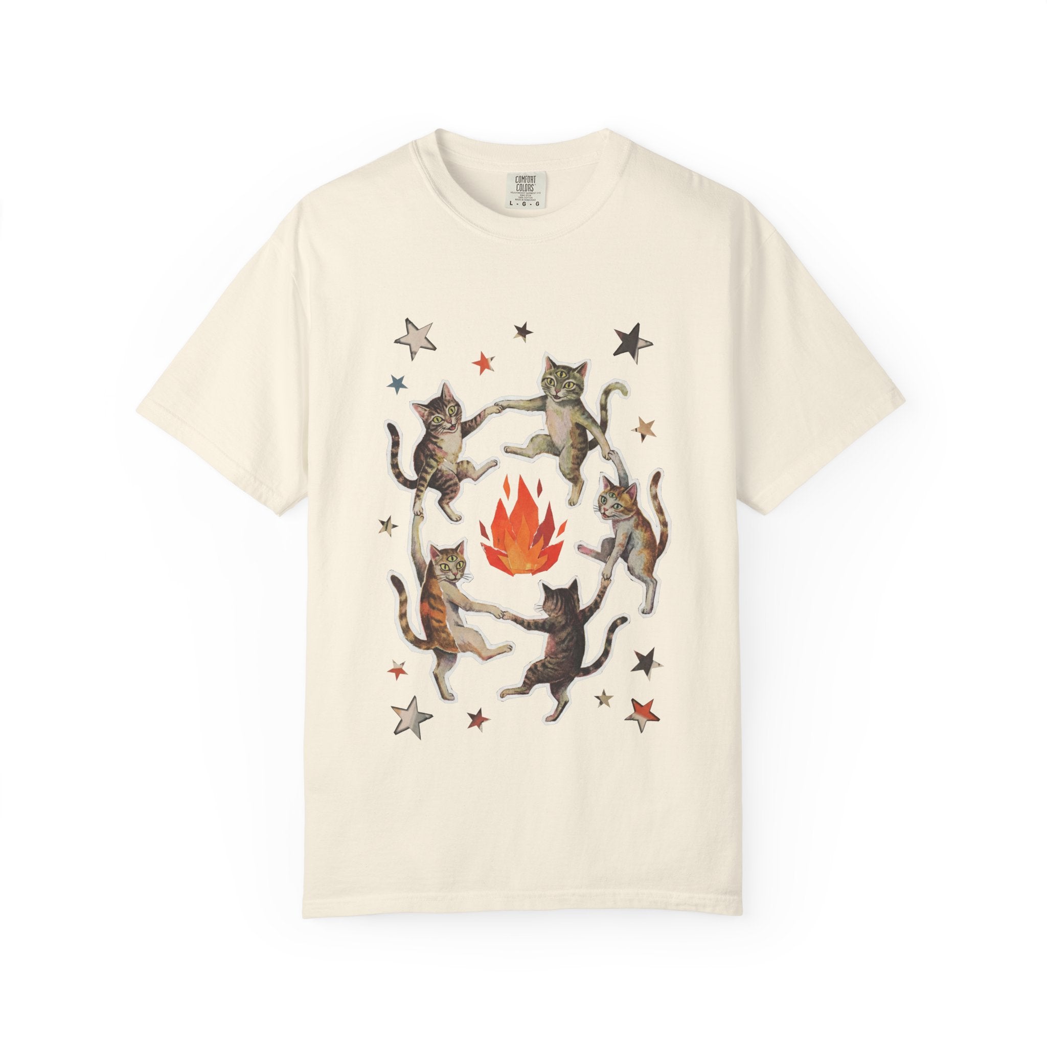 Witchy Ritual Paper Cut Out Cat Comfort Color Tee