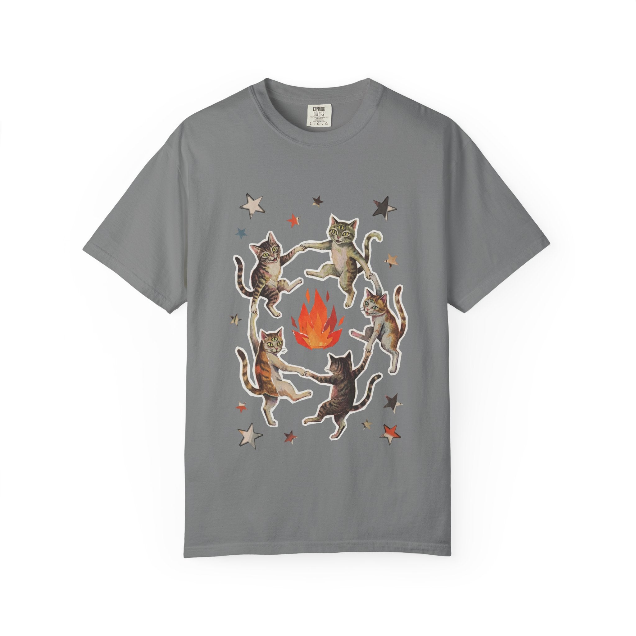 Witchy Ritual Paper Cut Out Cat Comfort Color Tee