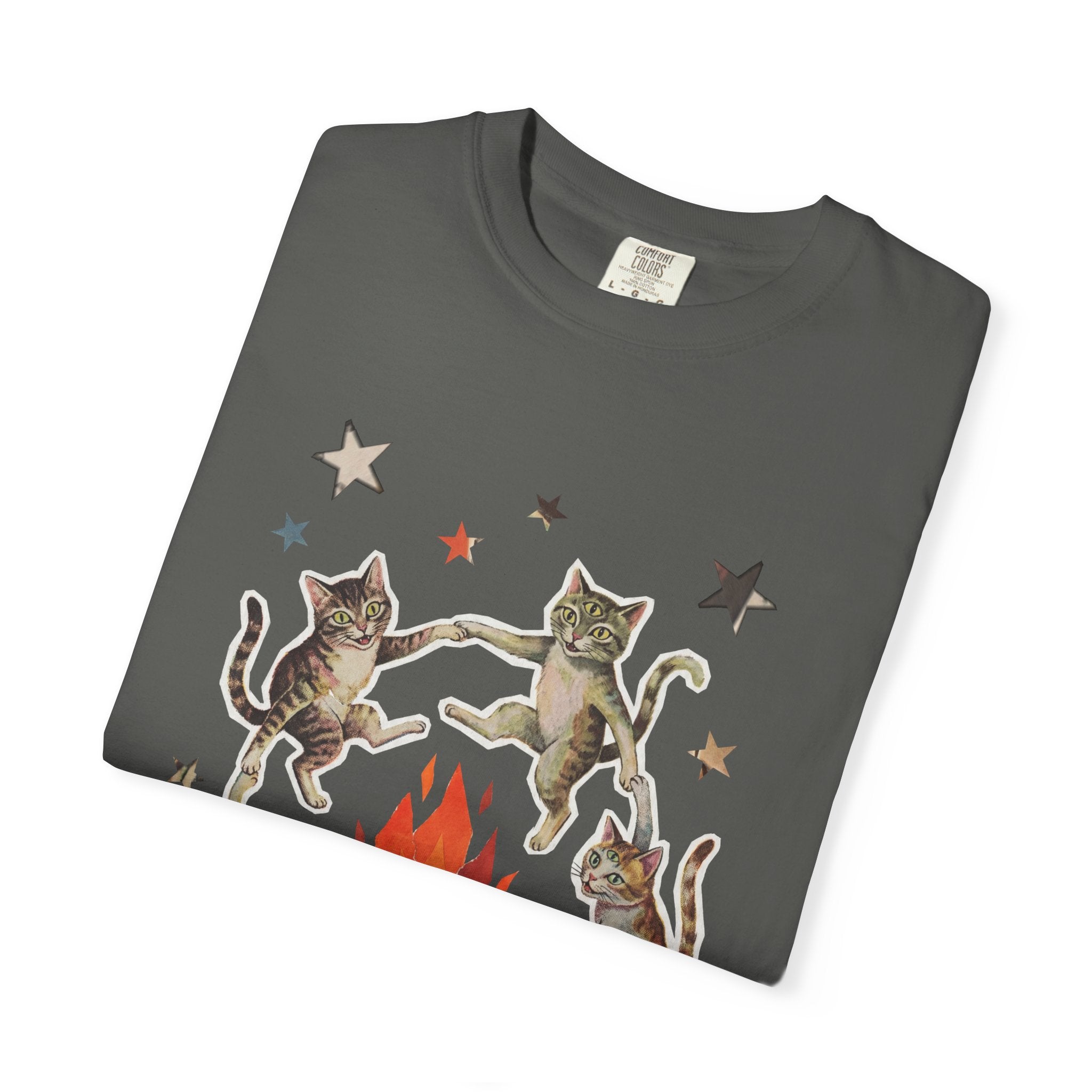 Witchy Ritual Paper Cut Out Cat Comfort Color Tee