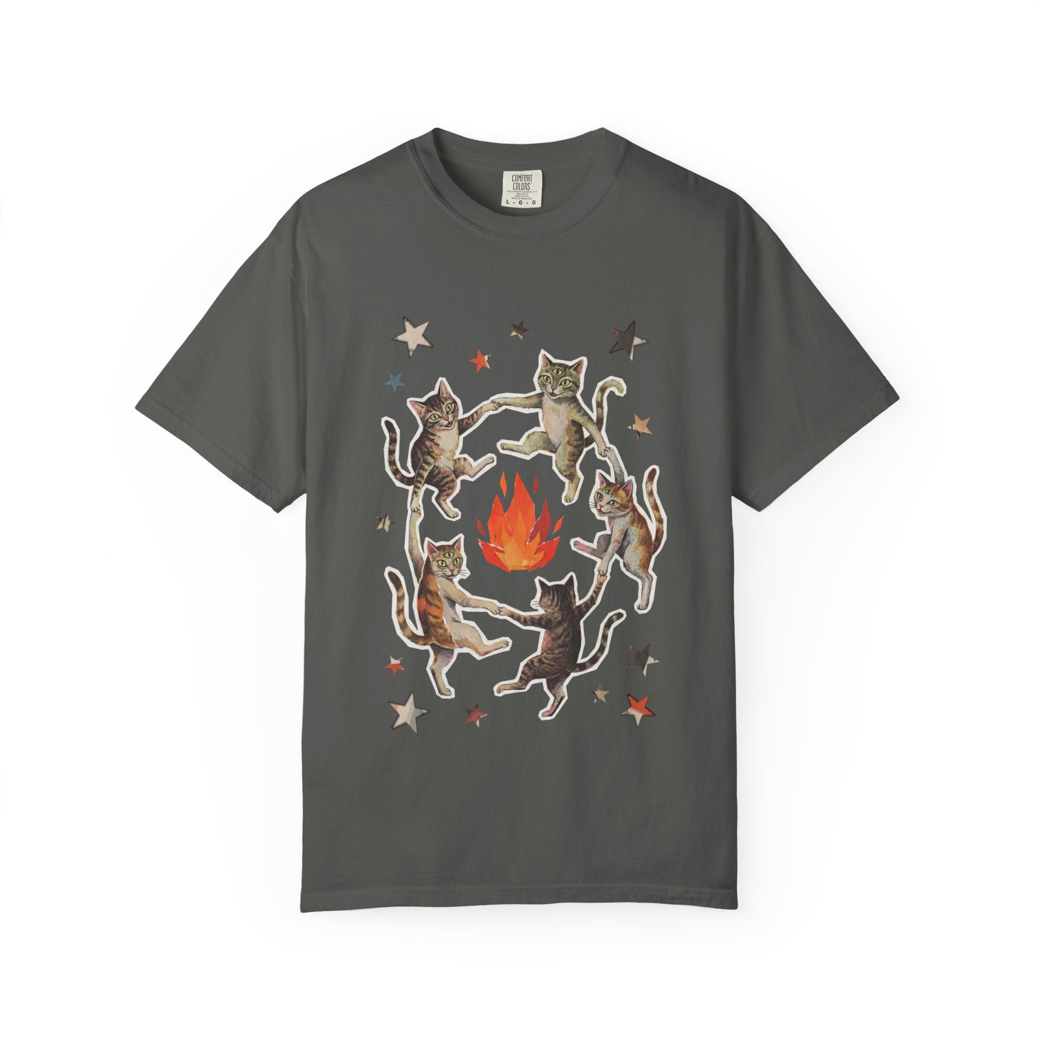 Witchy Ritual Paper Cut Out Cat Comfort Color Tee