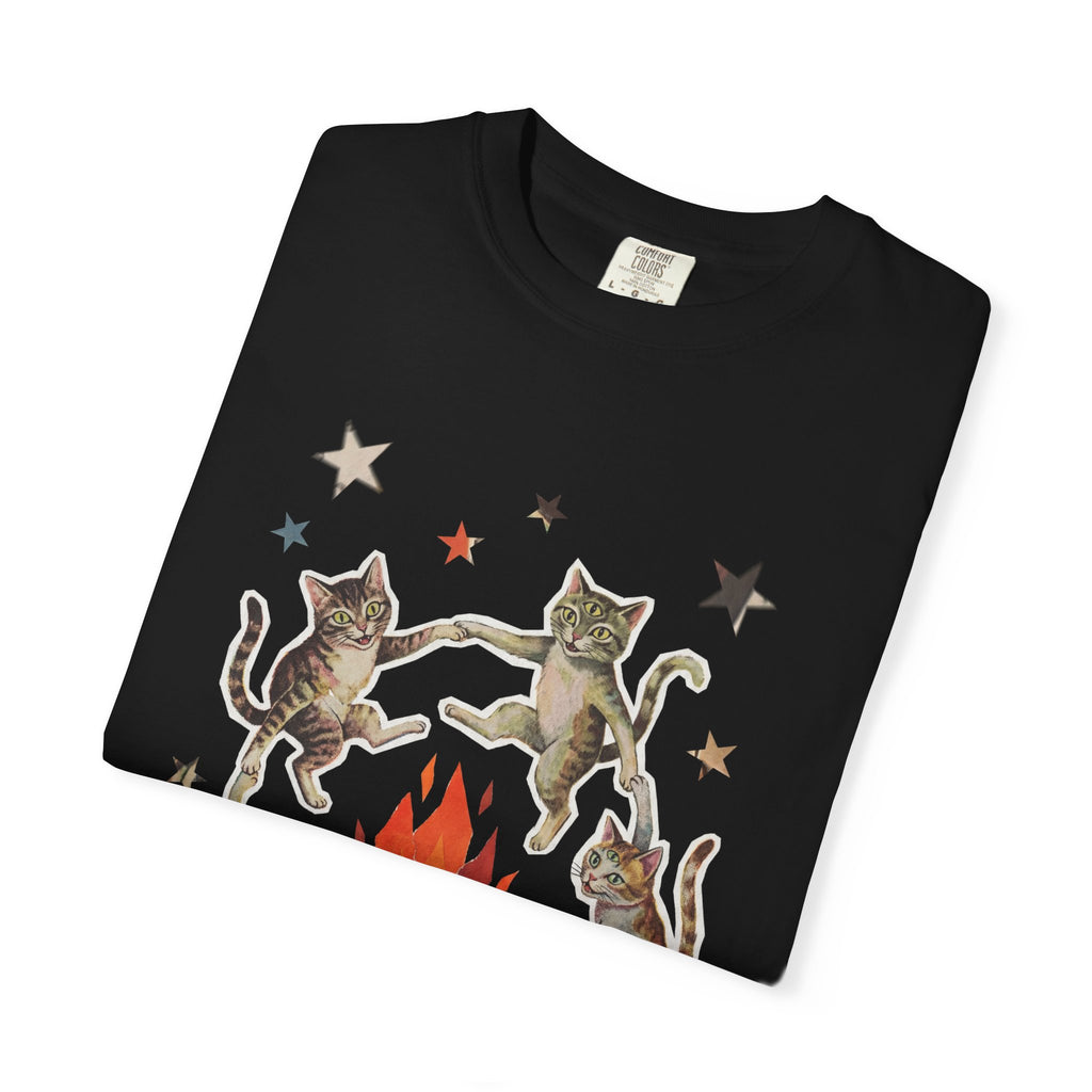Witchy Ritual Paper Cut Out Cat Comfort Color Tee