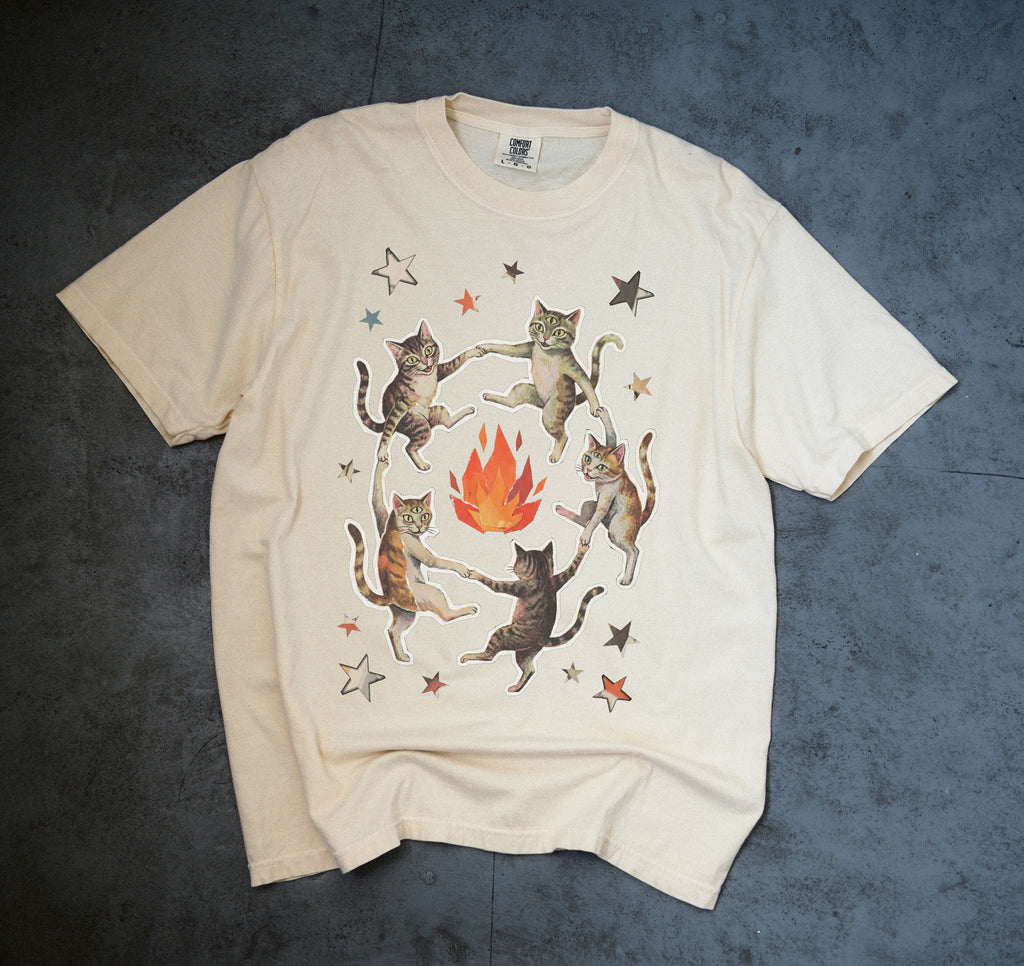 Witchy Ritual Paper Cut Out Cat Comfort Color Tee