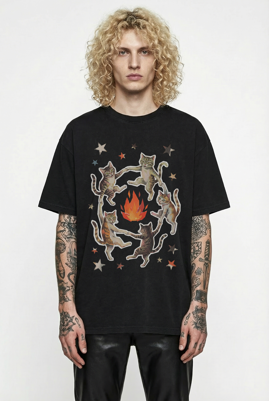 Witchy Ritual Paper Cut Out Cat Comfort Color Tee