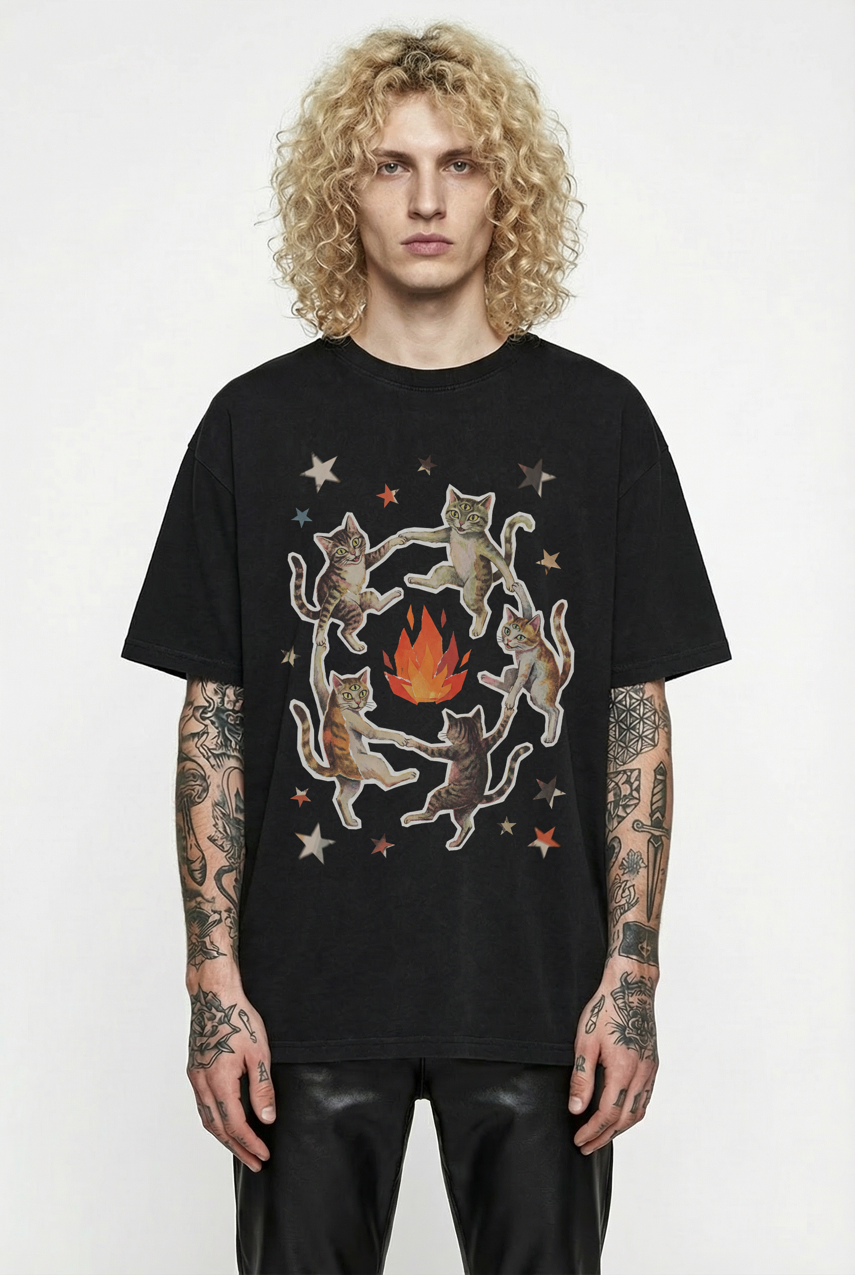 Witchy Ritual Paper Cut Out Cat Comfort Color Tee