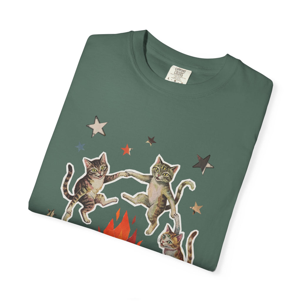 Witchy Ritual Paper Cut Out Cat Comfort Color Tee