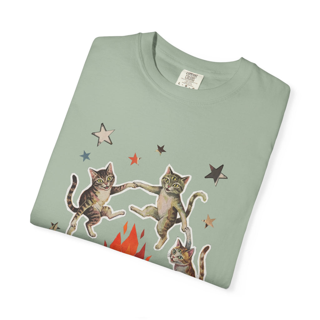 Witchy Ritual Paper Cut Out Cat Comfort Color Tee