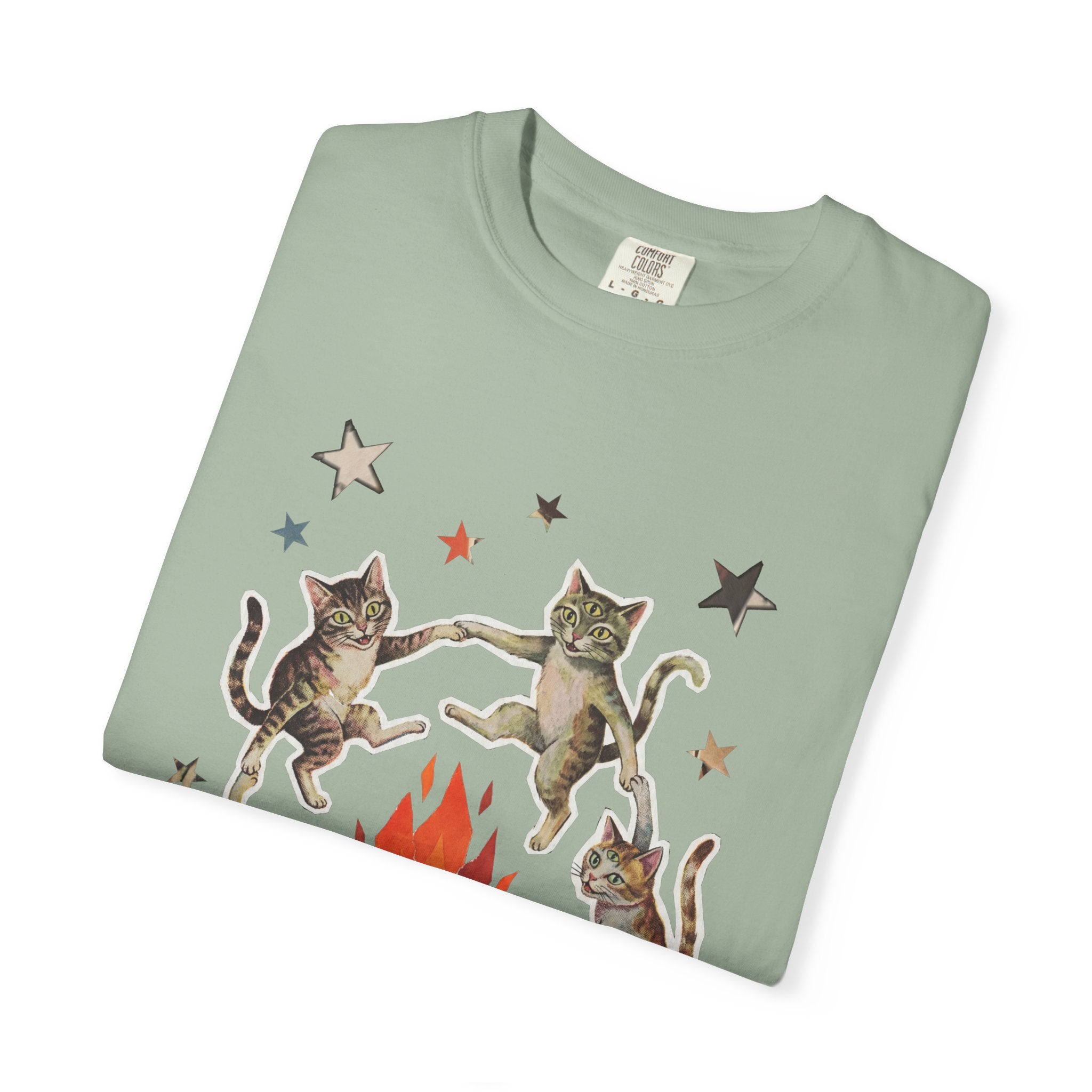Witchy Ritual Paper Cut Out Cat Comfort Color Tee