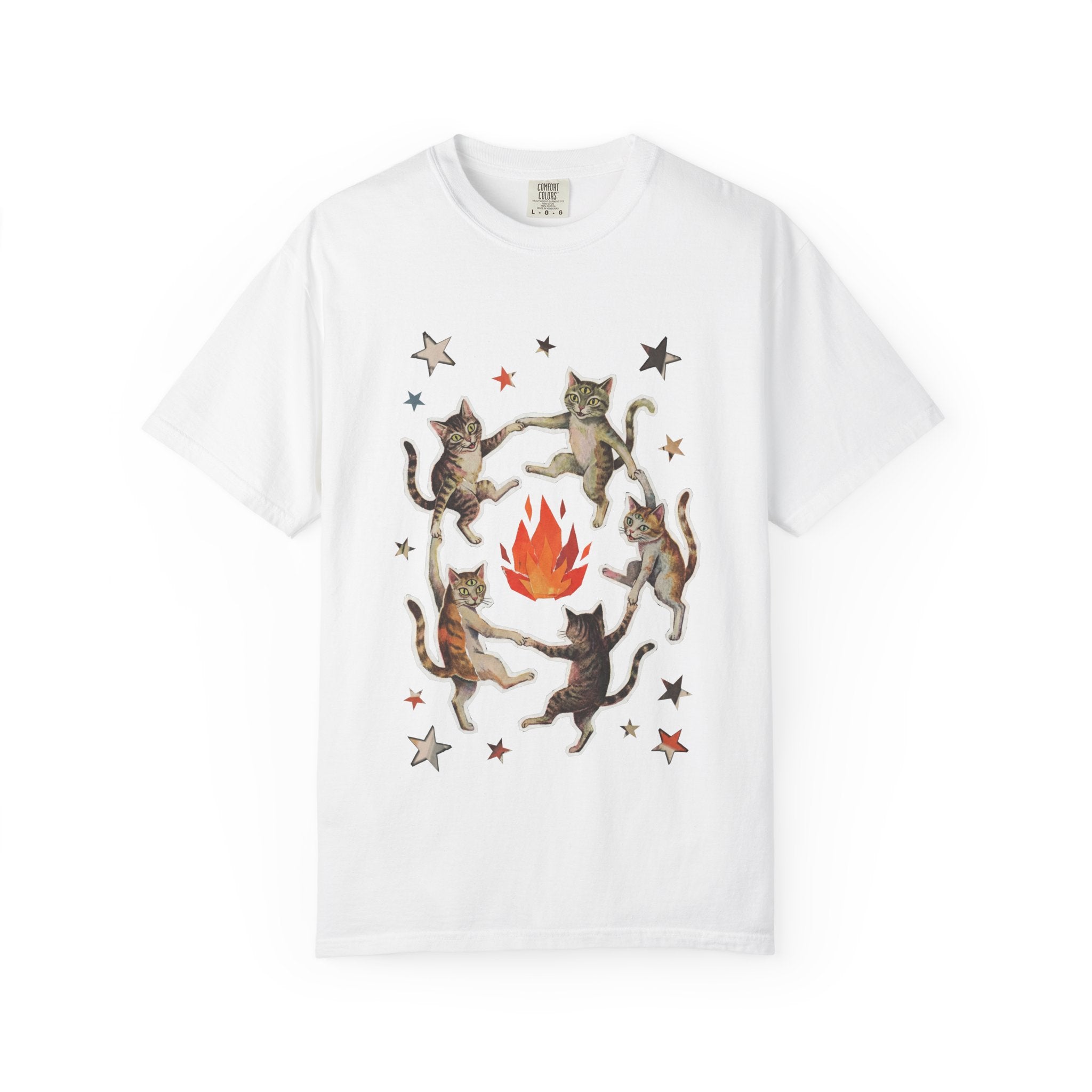 Witchy Ritual Paper Cut Out Cat Comfort Color Tee