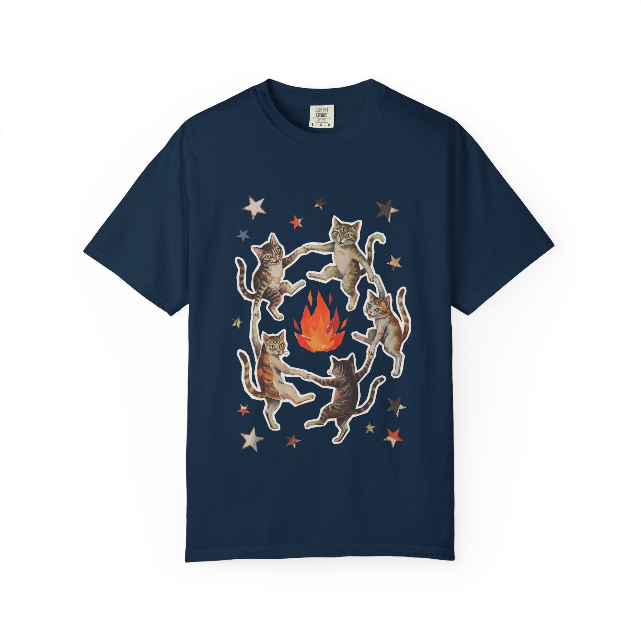 Witchy Ritual Paper Cut Out Cat Comfort Color Tee