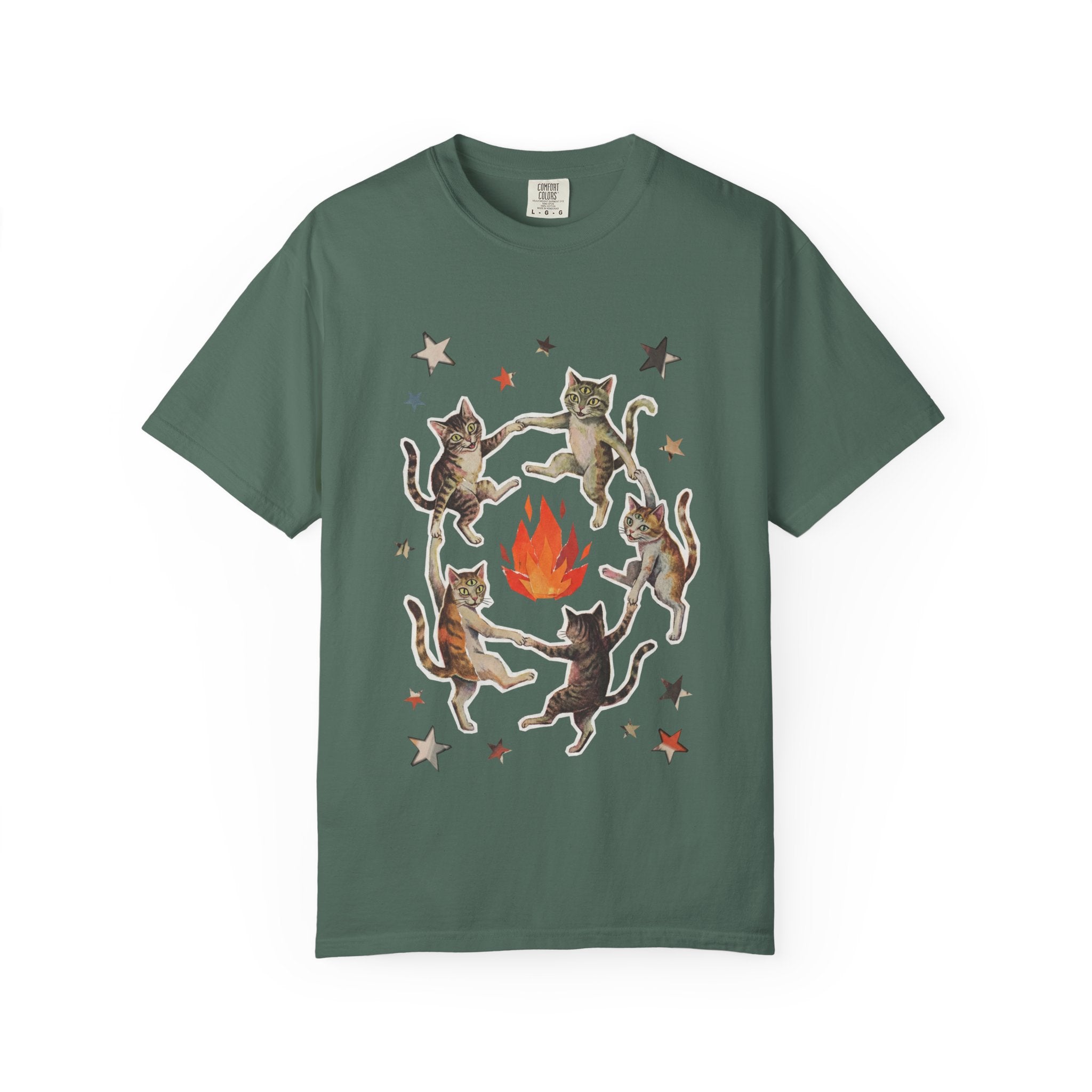 Witchy Ritual Paper Cut Out Cat Comfort Color Tee