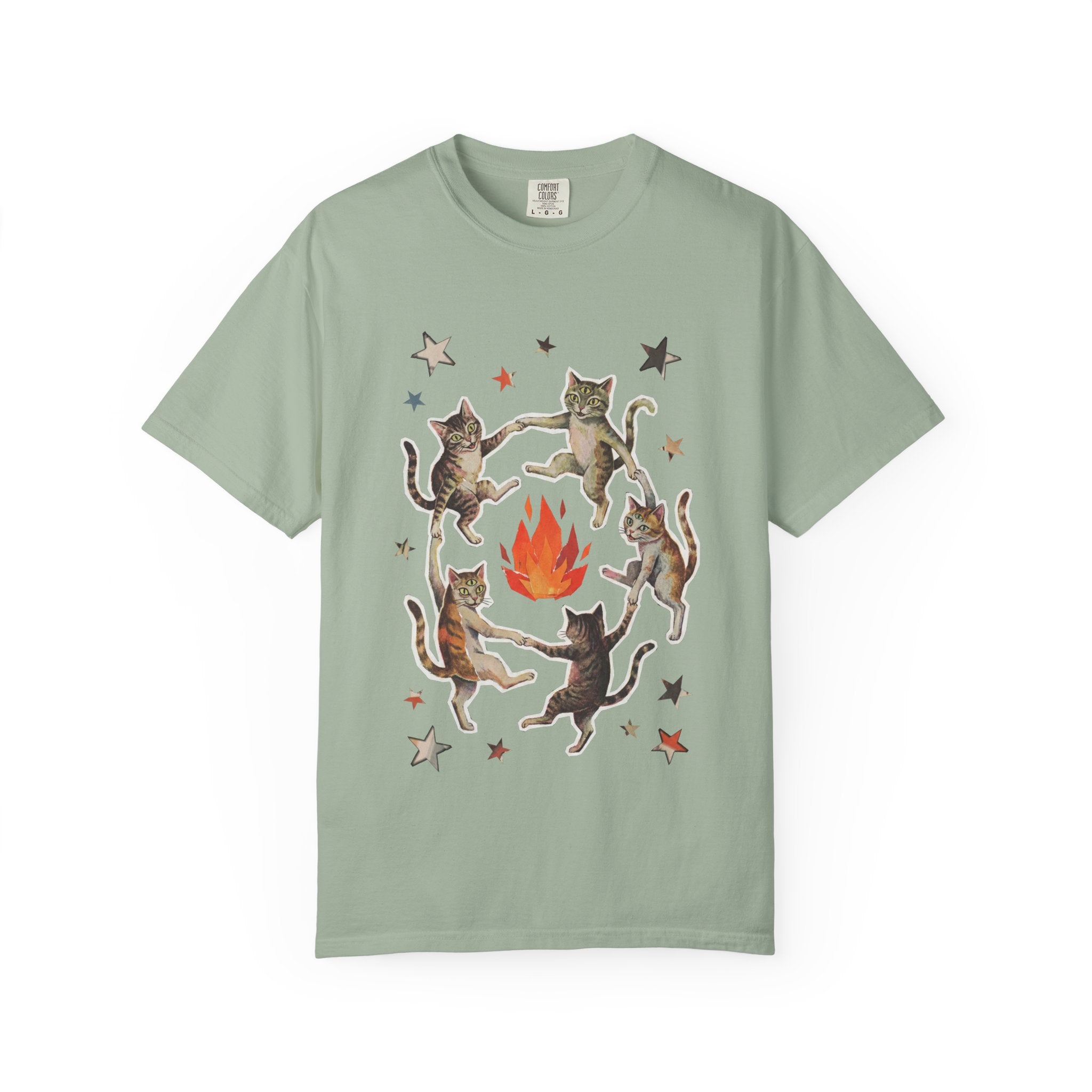 Witchy Ritual Paper Cut Out Cat Comfort Color Tee